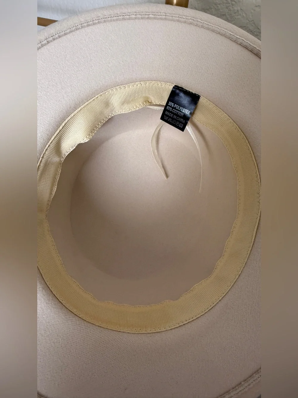 Beige Decorative Wall Hat - Neutral Satin Accent